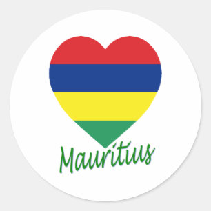 Adesivo Redondo Coração da bandeira de Maurícia