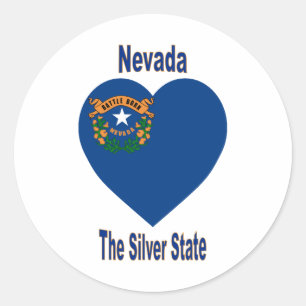 Adesivo Redondo Coração da bandeira de Nevada