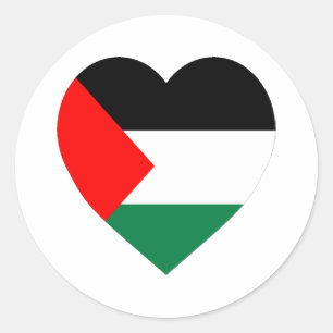 Adesivo Redondo Coração da bandeira de Palestina