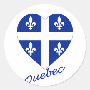 Adesivo Redondo Coração da bandeira de Quebeque com nome