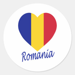 Adesivo Redondo Coração da bandeira de Romania
