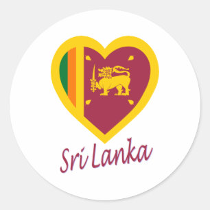 Adesivo Redondo Coração da bandeira de Sri Lanka
