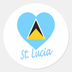 Adesivo Redondo Coração da bandeira de St Lucia