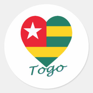 Adesivo Redondo Coração da bandeira de Togo