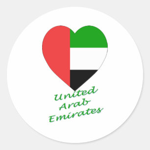 Adesivo Redondo Coração da bandeira de United Arab Emirates
