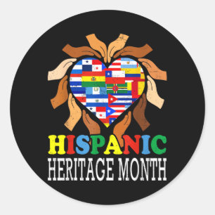 Adesivo Redondo Coração da Bandeira Latina Mês da Herança Hispânic