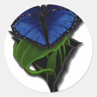 Adesivo Redondo Coração da Borboleta Azul