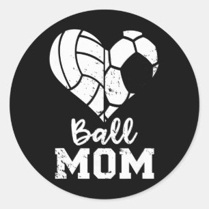 Adesivo Redondo Coração da Mamãe Futebol Engraçado Volei da Mamãe