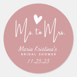 Adesivo Redondo Coração da Sra. Chá de panela Puce Pink