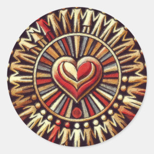 Adesivo Redondo Coração da Unidade: Weltfrieden - World Peace Stic