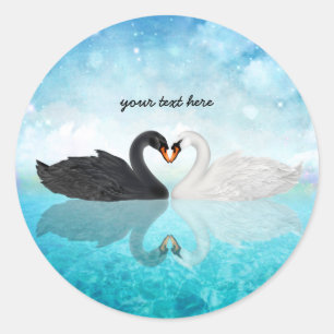 Adesivo Redondo Coração das cisnes