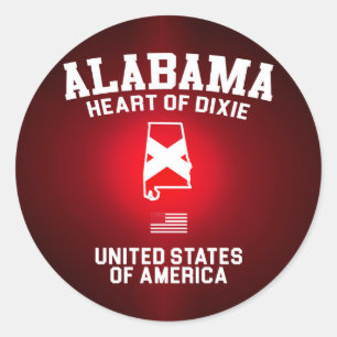 Adesivo Redondo Coração de Alabama de Dixie