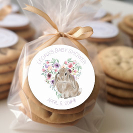 Adesivo Redondo Coração de Amor Floral de Pequeno Chá de fraldas B