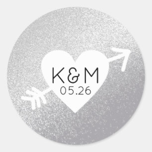 Adesivo Redondo coração de amor monograma 