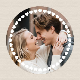 Adesivo Redondo Coração de Amor Personalizado Foto Colorida Fofa