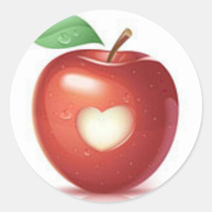 Adesivo Redondo Coração de Apple
