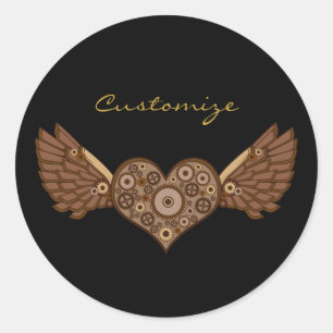 Adesivo Redondo Coração de Asas Steampunk com Garras Thunder_Cov