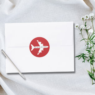 Adesivo Redondo Coração de avião Salve a Data Casamento Personaliz