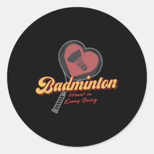 Adesivo Redondo Coração De Badminton Em Cada Design Swing