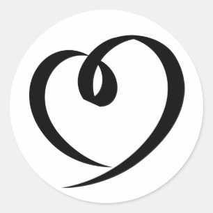 Adesivo Redondo Coração de casamento de amor preto e branco