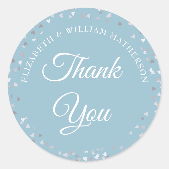 Adesivo Redondo Coração de Confete Roteiro Obrigado (Frente)