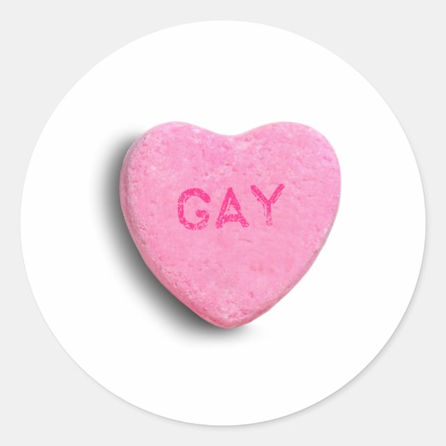 Adesivo Redondo Coração de Doce Gay (Frente)