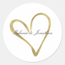 Adesivo Redondo Coração de Dourado