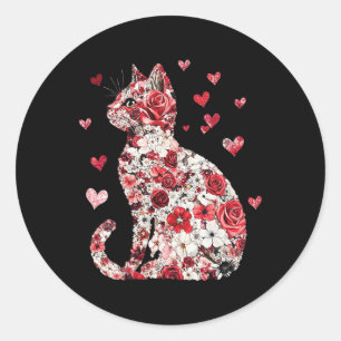 Adesivo Redondo Coração de Gato do Dia dos Namorados - Feliz Meowo