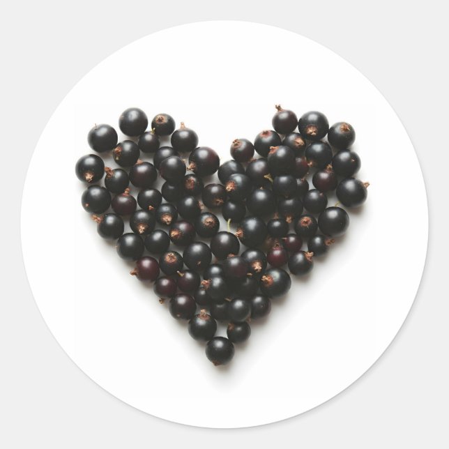 Adesivo Redondo Coração de groselha negra (Frente)