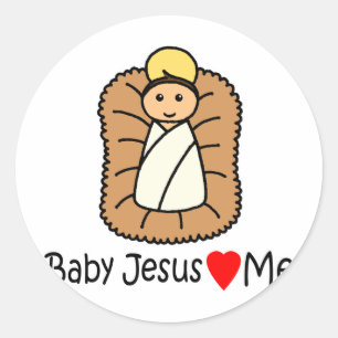 Adesivo Redondo Coração de Jesus do bebê (amores) mim