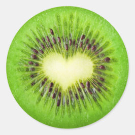 Adesivo Redondo coração de Kiwi