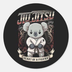 Adesivo Redondo Coração de Lutador de Bjj - Jiu Jitsu Byby Koala