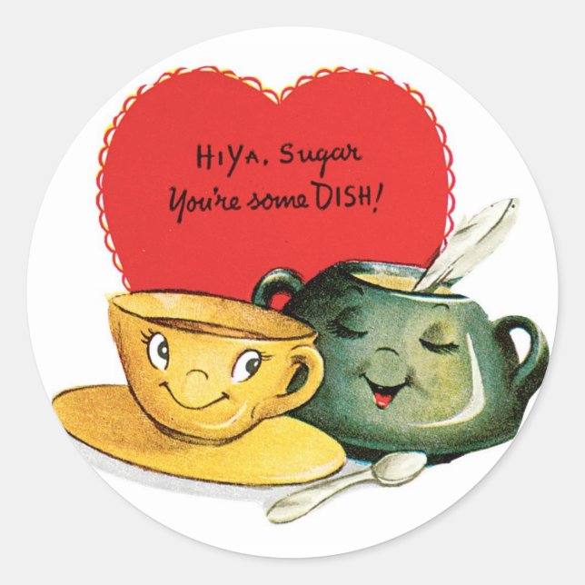 Adesivo Redondo Coração de Namorados Antiquado (Frente)