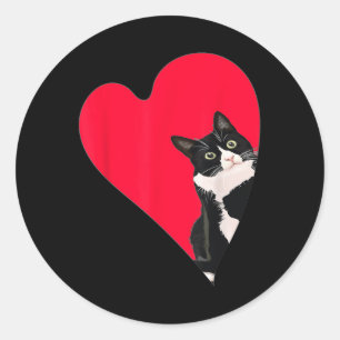 Adesivo Redondo Coração De Namorados De Gato Tuxedo Para Gatinhos
