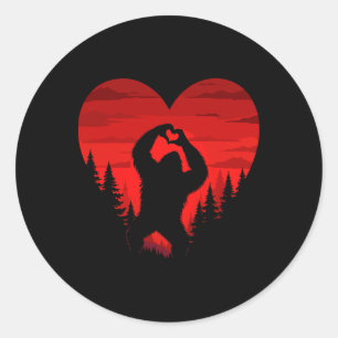 Adesivo Redondo Coração de Pé Grande Dia dos Namorados Sasquatch R