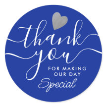 Coração de Prata Azul e Branco Favor de Agradecime