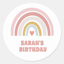 Adesivo Redondo Coração de TEXTO PERSONALIZADO DO PINK DO RAINBOW 