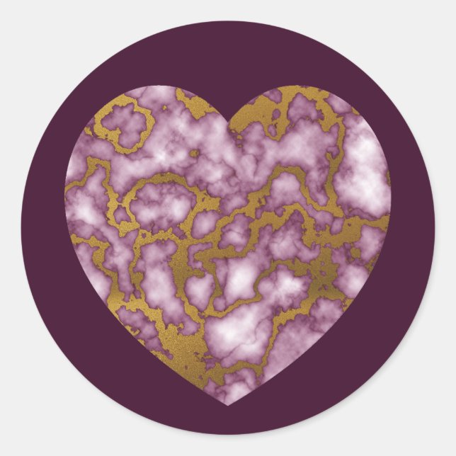 Adesivo Redondo Coração de Textura Dourada e Rosa de Paixão (Frente)