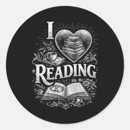 Adesivo Redondo Coração de um Amante de Livros