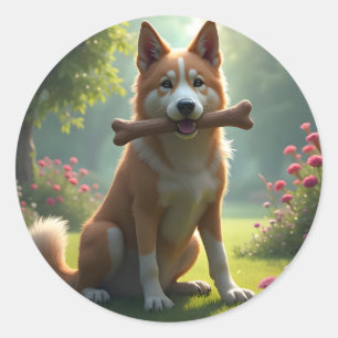 Adesivo Redondo Coração de um Cão -