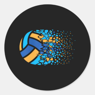 Adesivo Redondo Coração de Voleibol de Praia