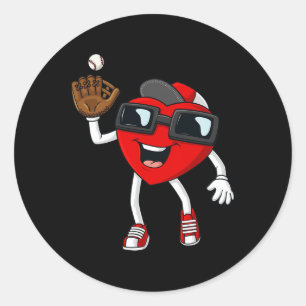 Adesivo Redondo Coração dia de os namorados Pegando Um Beisebol