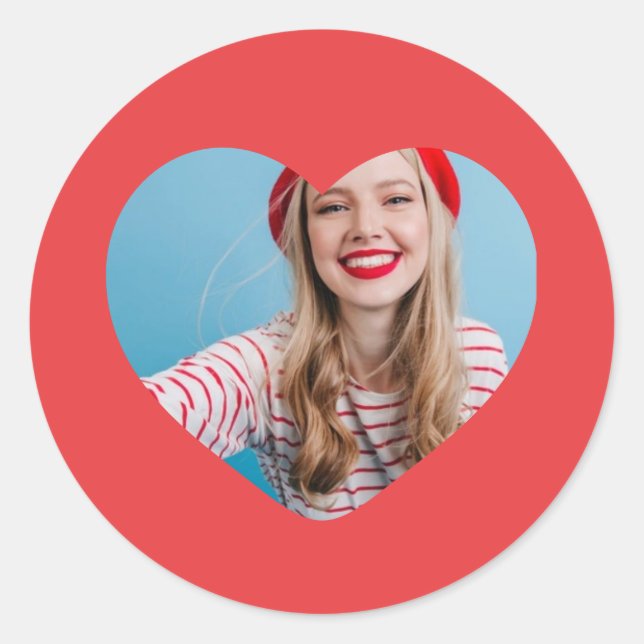 Adesivo Redondo coração do autocolante personalizado (Frente)