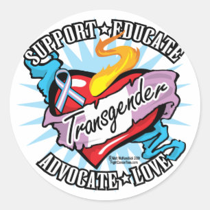 Adesivo Redondo Coração do clássico do Transgender