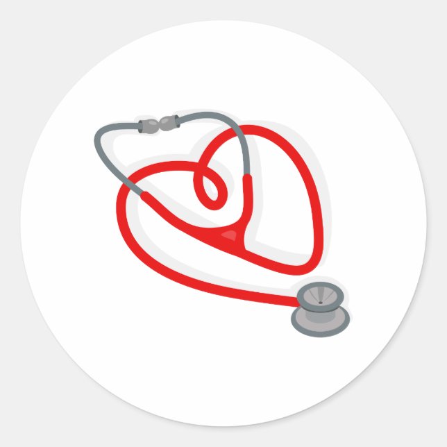 Adesivo Redondo Coração do Estetoscópio (Frente)