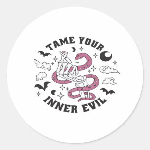 Adesivo Redondo Coração do Fazer da Mão do Esqueleto