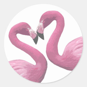 Adesivo Redondo Coração do flamingo