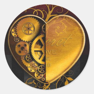 Adesivo Redondo Coração do Locket de Steampunk
