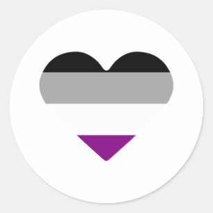 Adesivo Redondo Coração do Orgulho Asexual