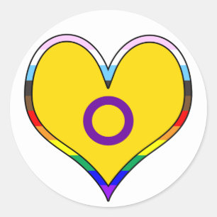 Adesivo Redondo Coração do Orgulho Intersexual